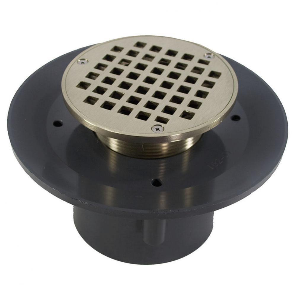 3'' x 4'' Heavy Duty PVC Slab Drain Base with 4'' Metal Spud and 5&a