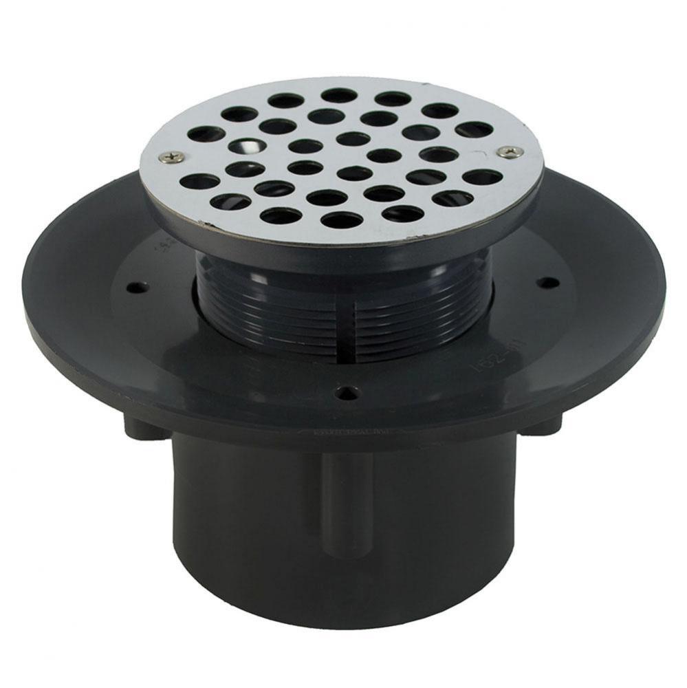 4'' Heavy Duty PVC Slab Drain Base with 3'' Plastic Spud and 6'' Sta