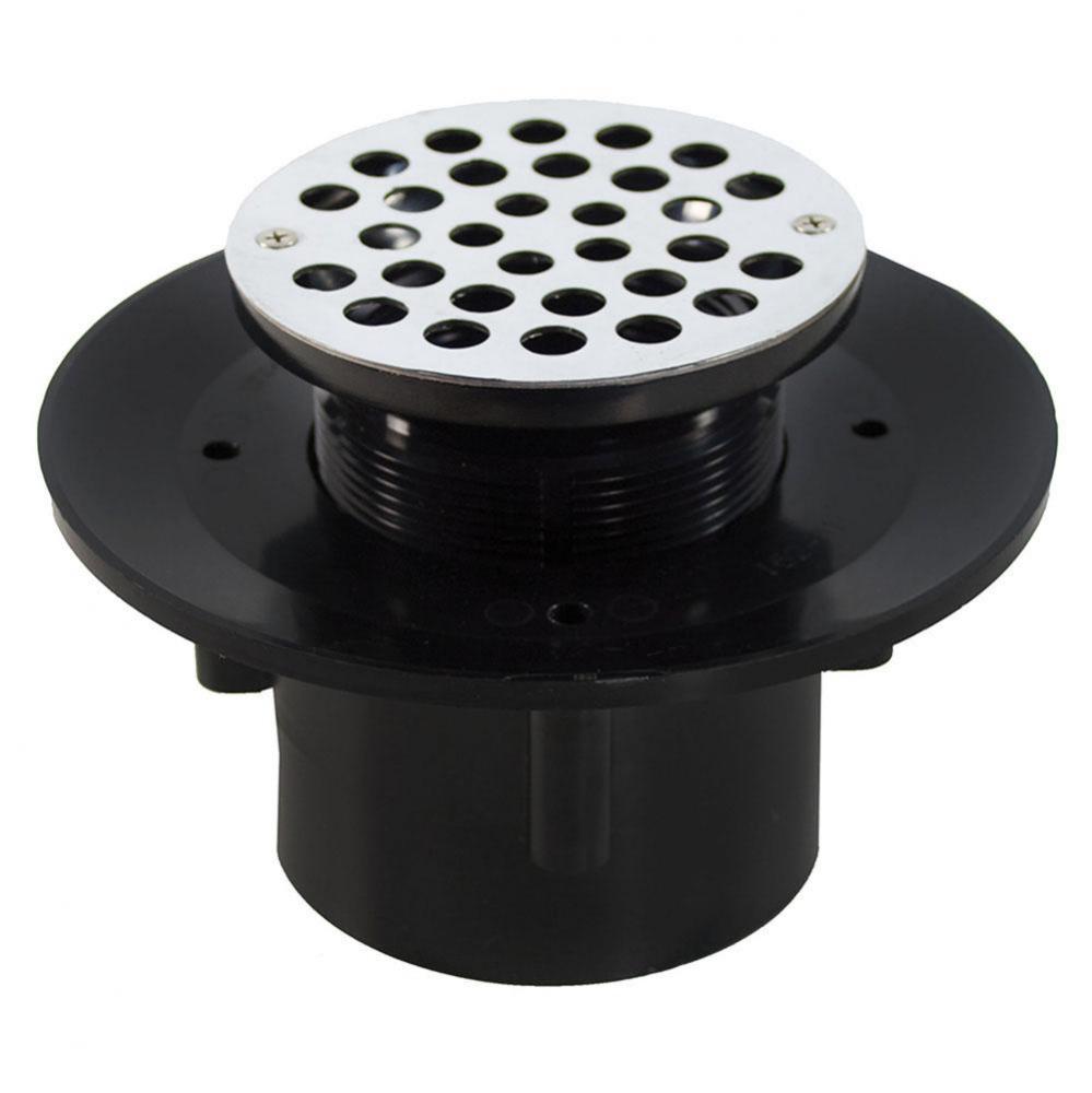 4'' Heavy Duty ABS Slab Drain Base with 3'' Plastic Spud and 6'' Sta
