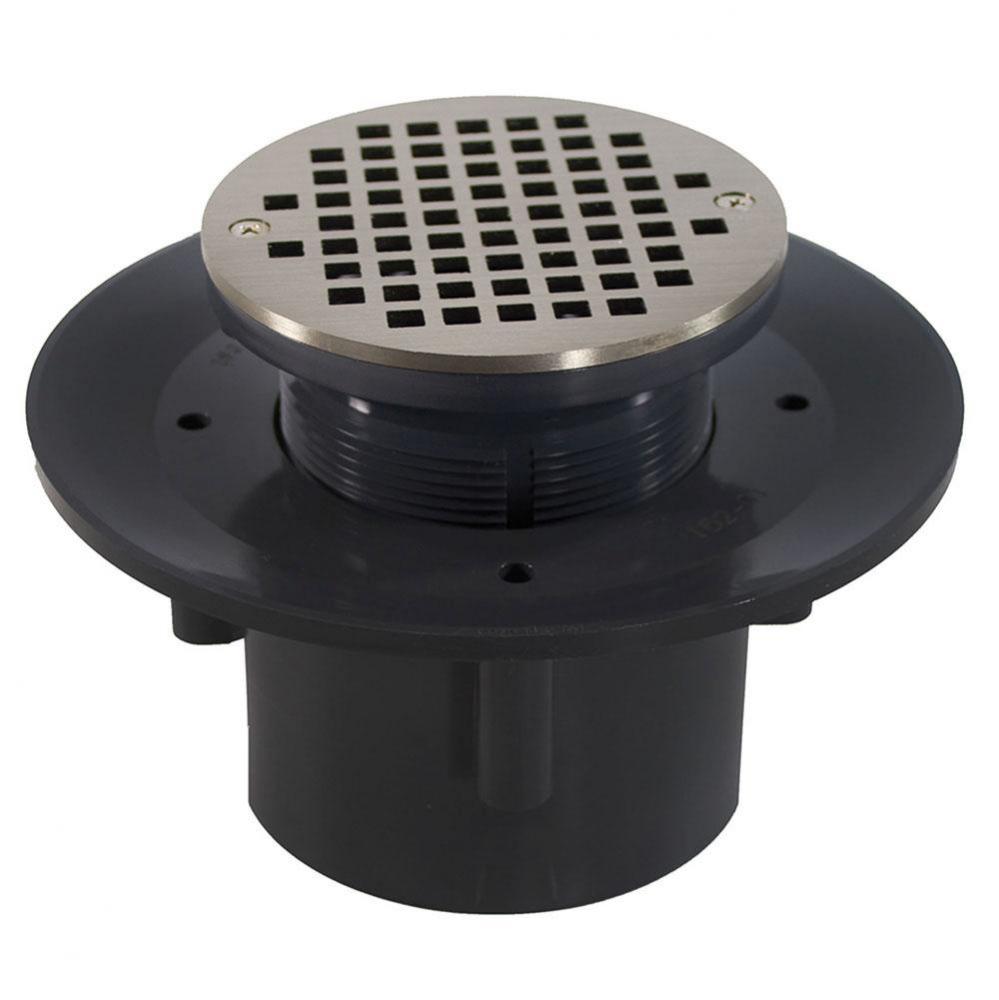 4'' Heavy Duty PVC Slab Drain Base with 3-1/2'' Plastic Spud and 5''