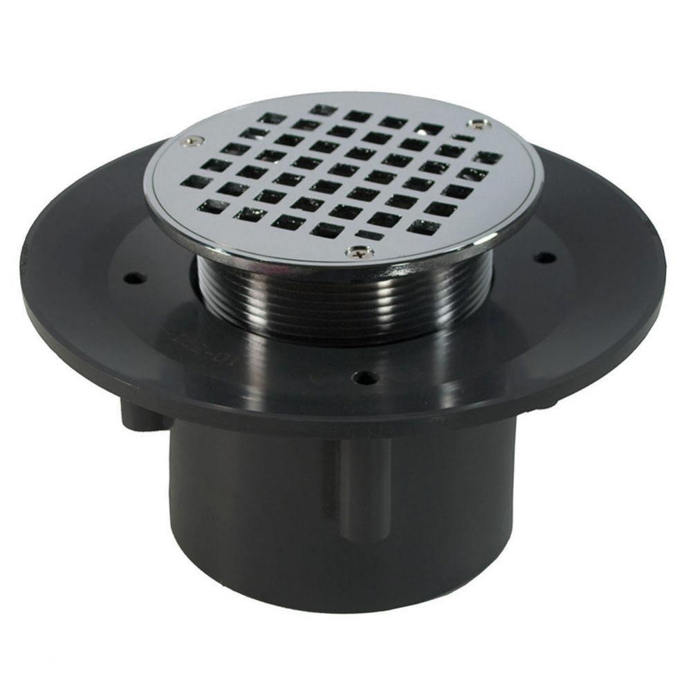 4'' Heavy Duty PVC Slab Drain Base with 3-1/2'' Metal Spud and 6'' C