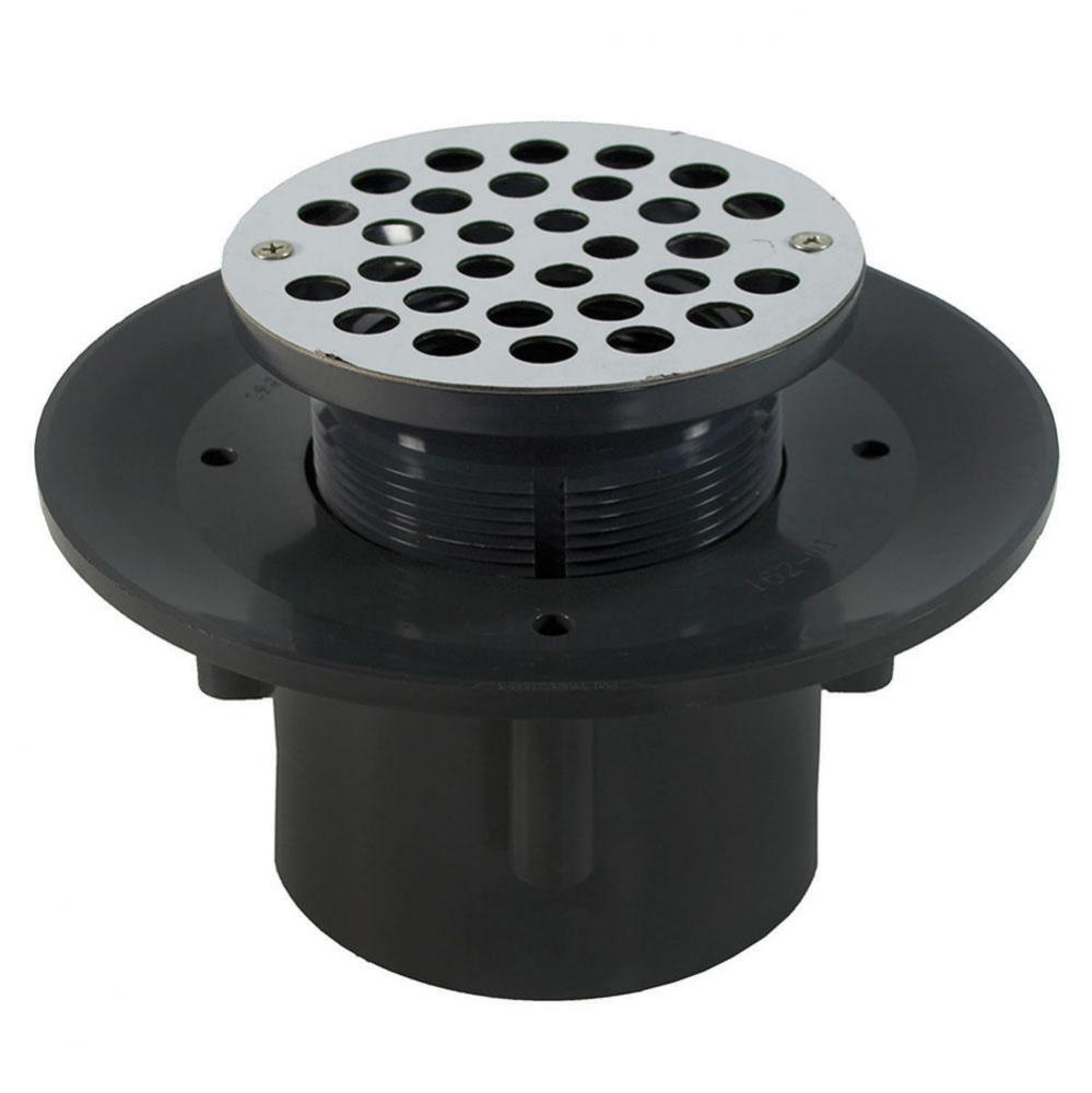 4'' Heavy Duty PVC Slab Drain Base with 4'' Plastic Spud and 6'' Sta