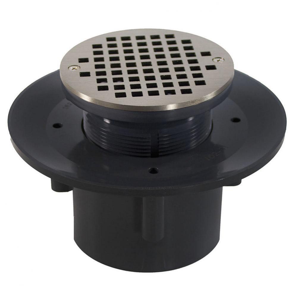 4'' Heavy Duty PVC Slab Drain Base with 4'' Plastic Spud and 6'' Nic