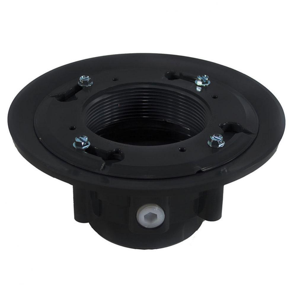 2'' x 3'' PVC Heavy Duty Drain Base with Clamping Ring and Primer Tap, for 3-1