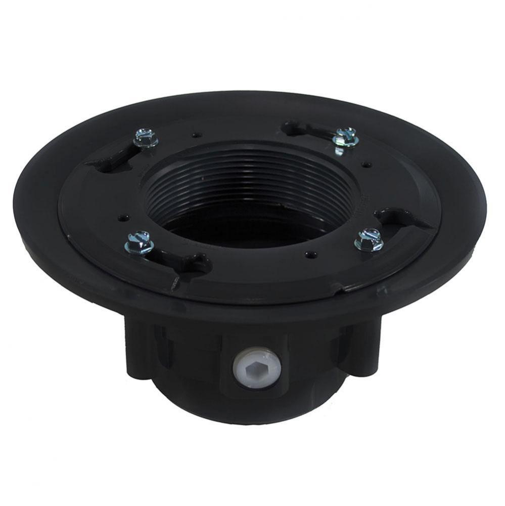 3'' x 4'' PVC Heavy Duty Drain Base with Clamping Ring and Primer Tap, for 3-1