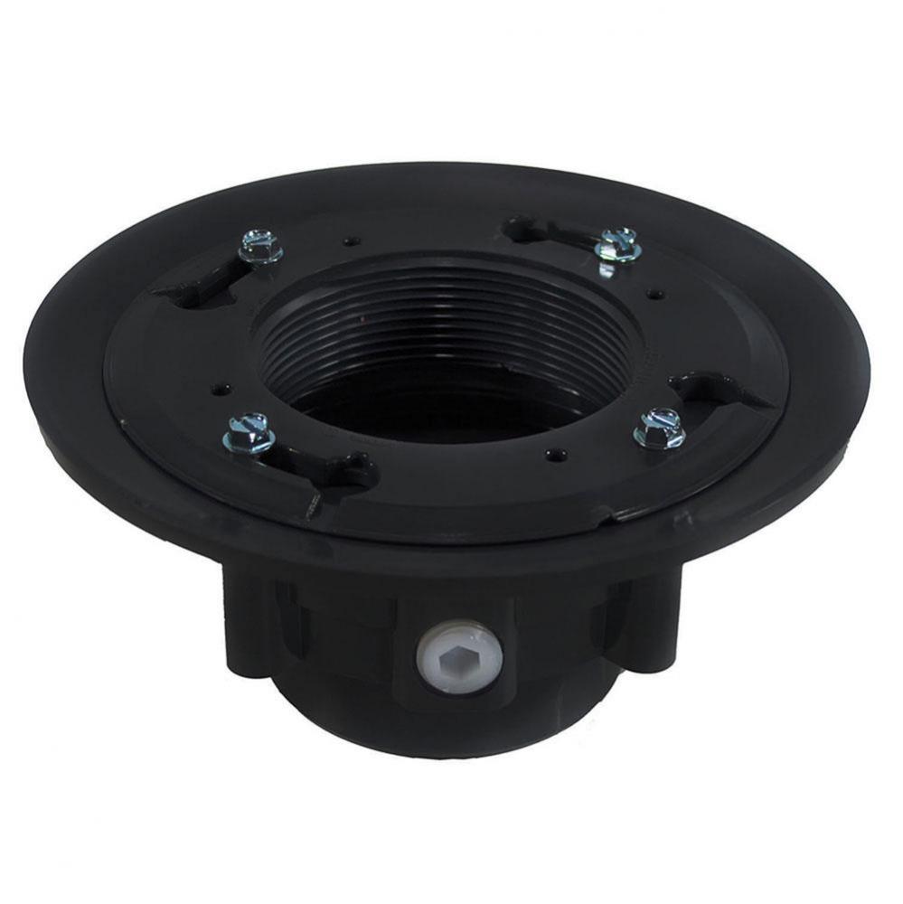 4'' PVC Heavy Duty Drain Base with Clamping Ring and Primer Tap, for 3-1/2'' S