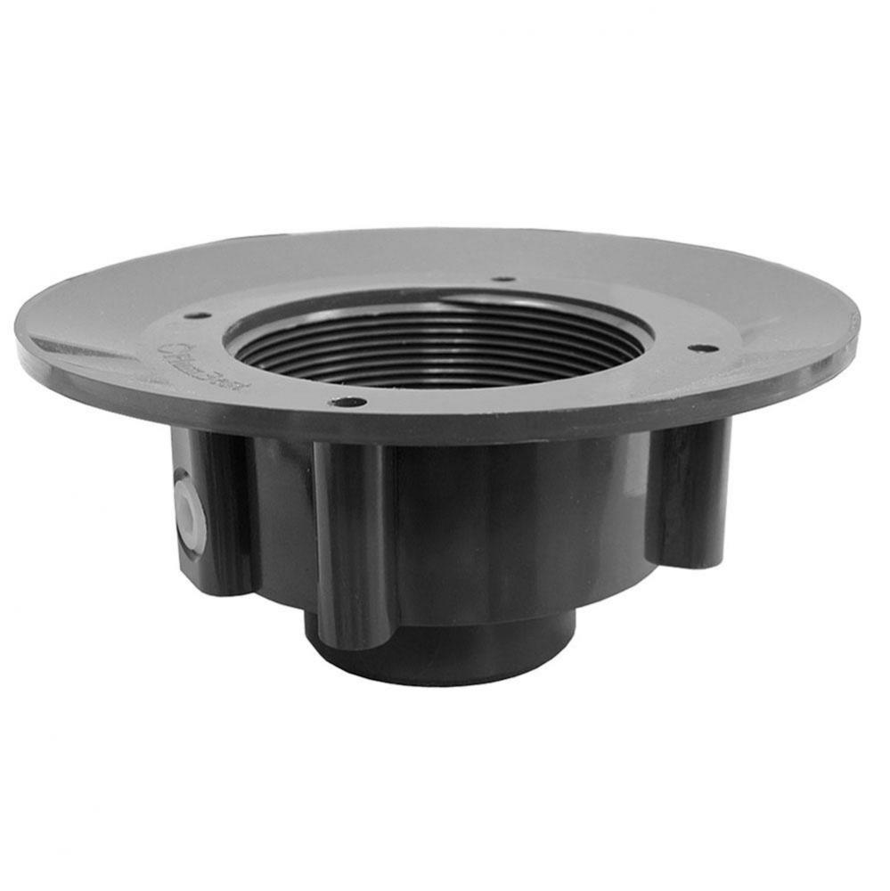 4'' PVC Slab Drain Base with Clamping Ring and Primer Tap, for 3-1/2'' Spud