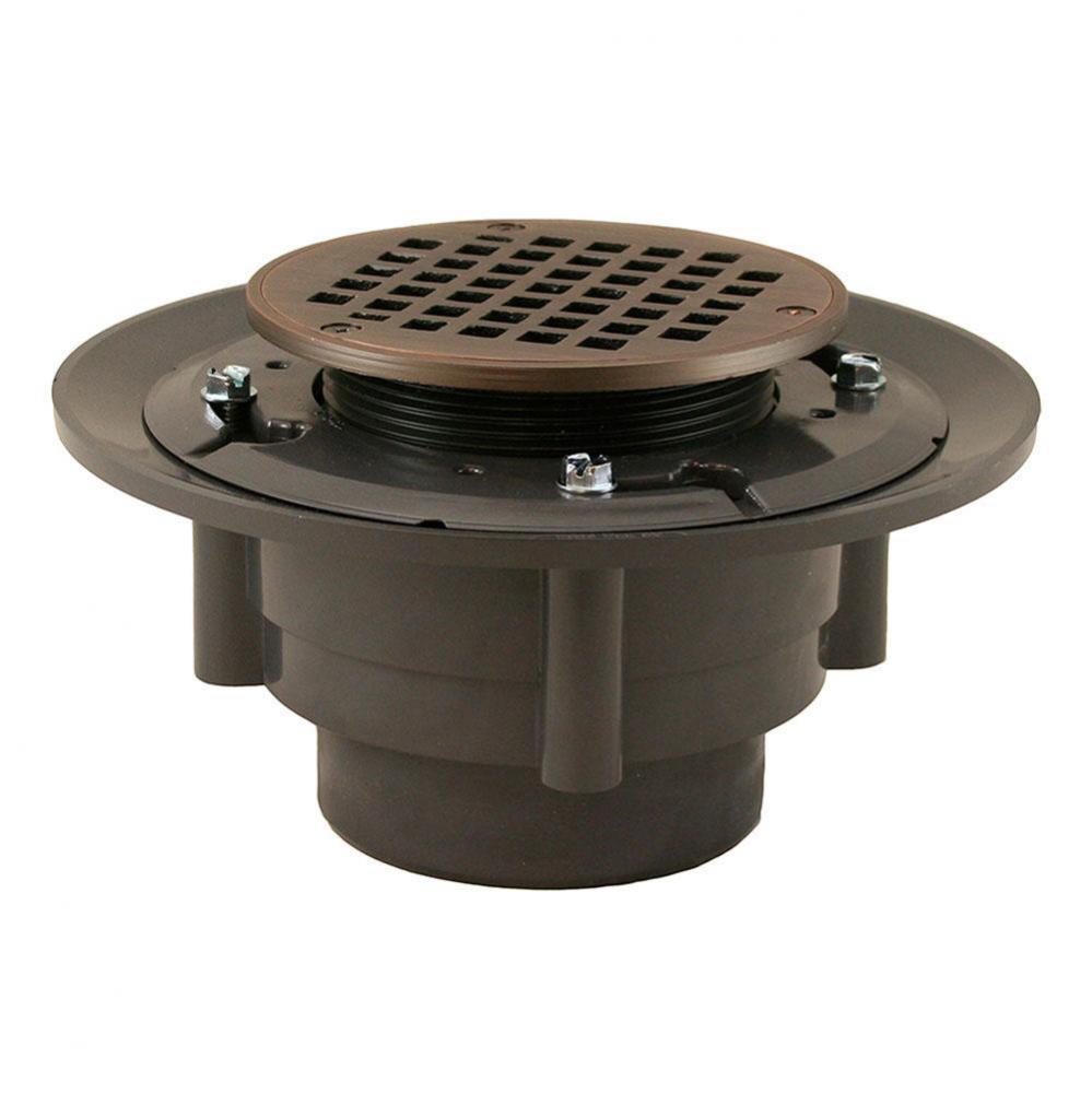 Old World Bronze 3'' x 4'' Heavy Duty Shower Drain with 3-1/2'' Spud