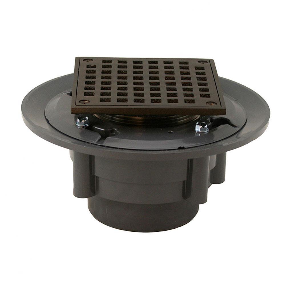 Oil Rubbed Bronze 3'' x 4'' Heavy Duty PVC Shower Drain with 3-1/ 2'&apos