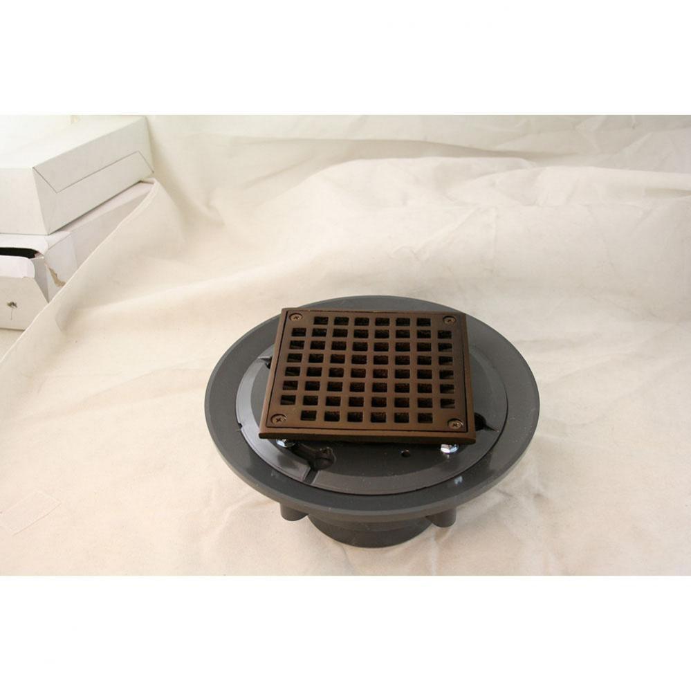 Old World Bronze 3'' x 4'' Heavy Duty PVC Shower Drain with 3-1/ 2''
