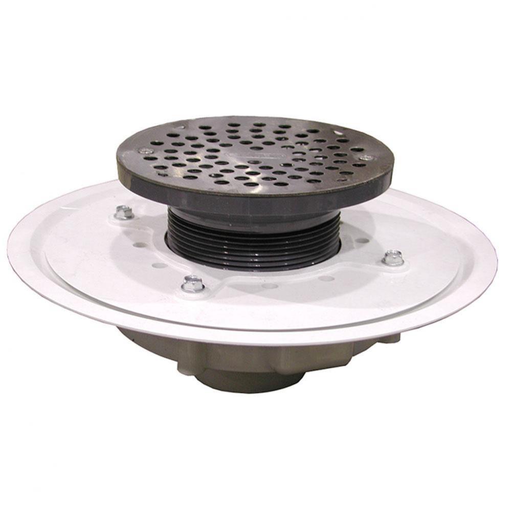 2'' Heavy Duty PVC Drain Base with 3-1/2'' Plastic Spud and 6'' Stai