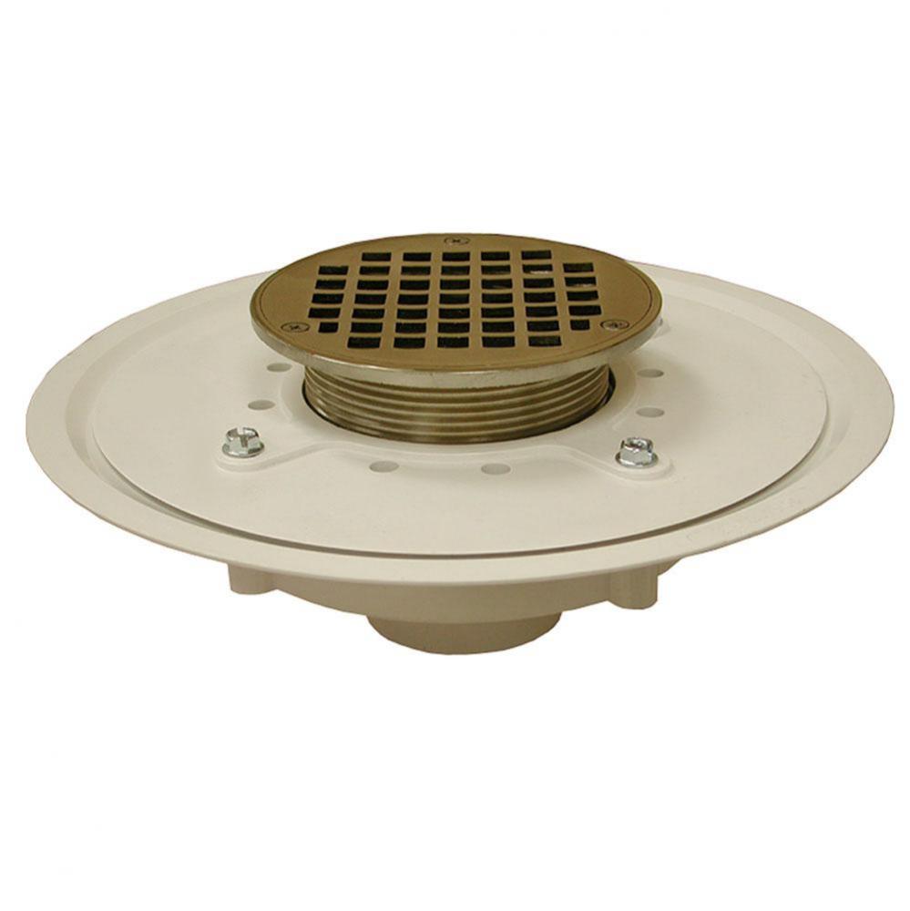 2'' Heavy Duty PVC Drain Base with 3-1/2'' Metal Spud and 5'' Nickel