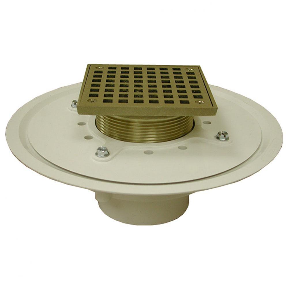 3'' Heavy Duty PVC Drain Base with 3-1/2'' Metal Spud and 5'' Nickel