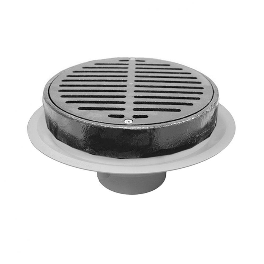 2'' Heavy Duty Traffic PVC Floor Drain with Full Cast Iron Grate and Ring and Cast Iron