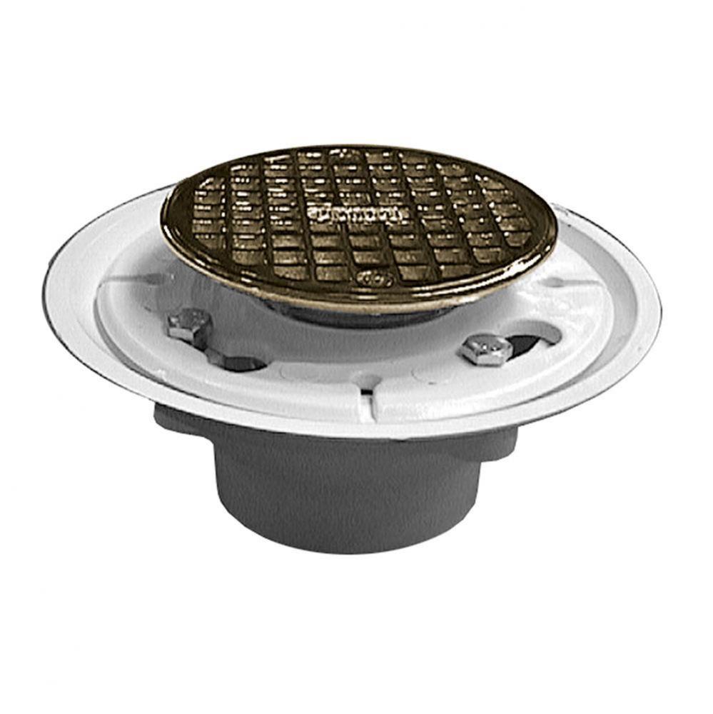 2'' x 3'' PVC Shower Drain/Floor Drain with Brass Tailpiece and 4''