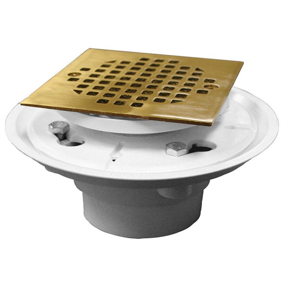 2'' x 3'' PVC Shower Drain/Floor Drain with Brass Tailpiece and 4''