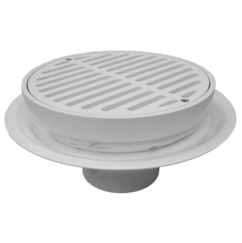 2'' Heavy Duty Traffic PVC Floor Drain with Full Plastic Grate and Ring