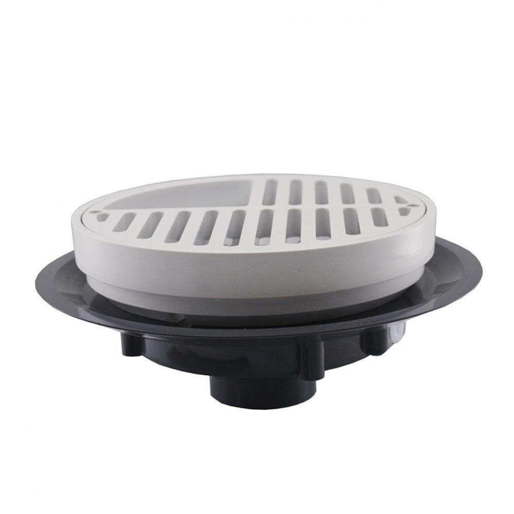 2'' Heavy Duty Traffic PVC Floor Drain with Three-Quarter Plastic Grate and Ring