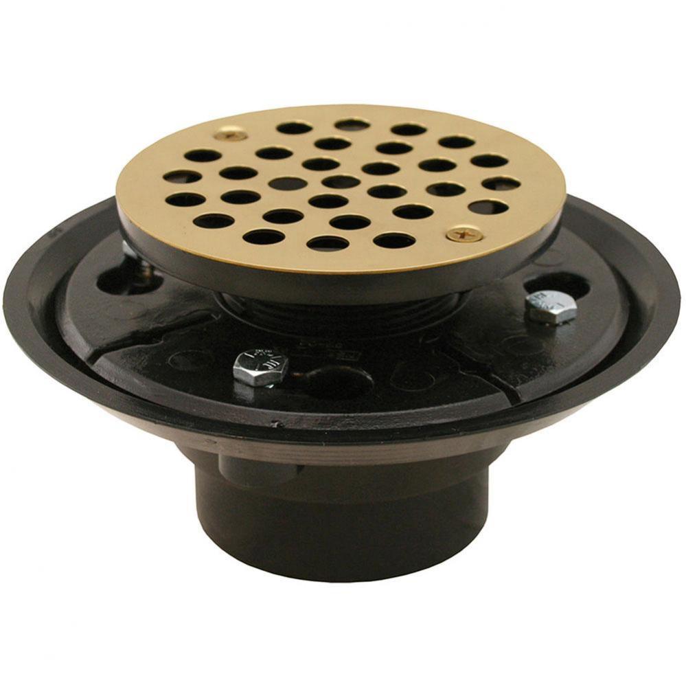 2'' x 3'' ABS Shower Drain/Floor Drain with 4'' Polished Brass Round