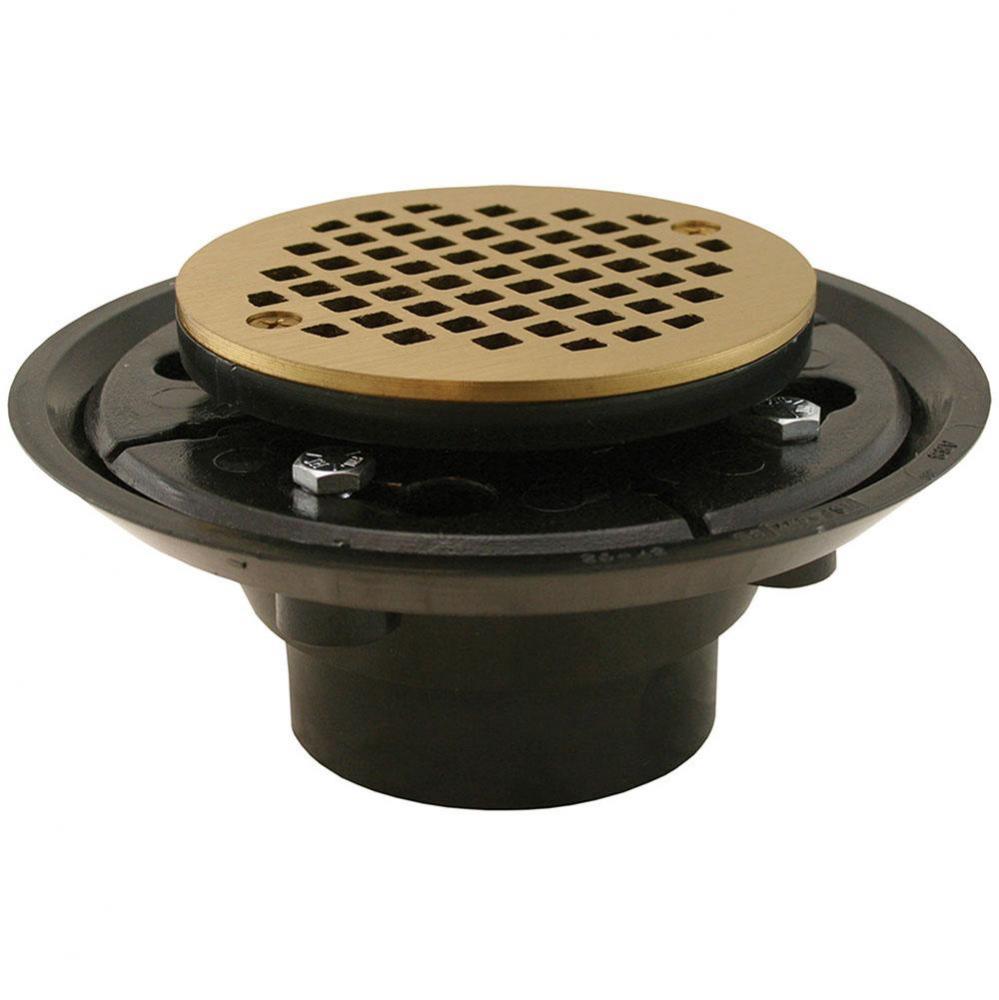 2'' x 3'' ABS Shower Drain/Floor Drain with 4'' Polished Brass Cast