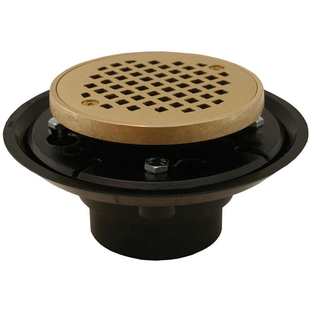 2'' x 3'' ABS Shower Drain/Floor Drain with 4'' Polished Brass Cast