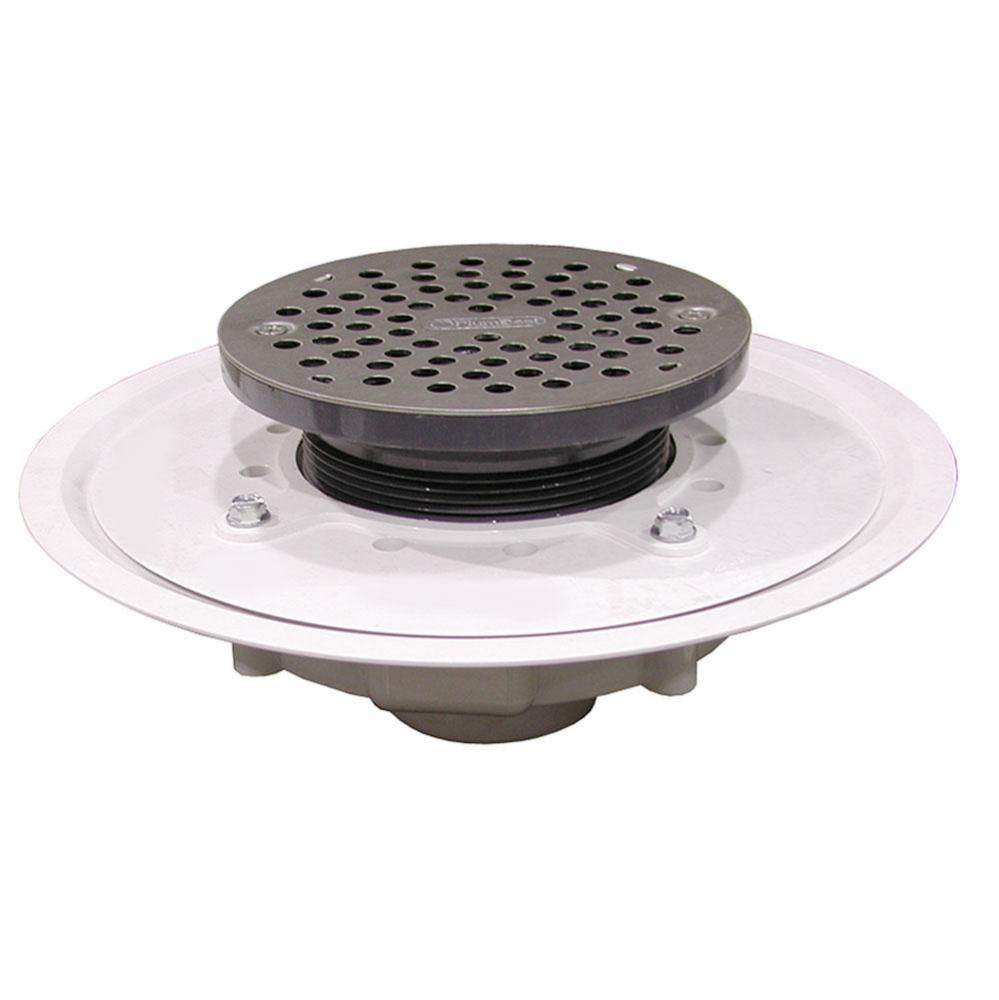 2'' Heavy Duty PVC Drain Base with 4'' Plastic Spud and 6'' Stainles