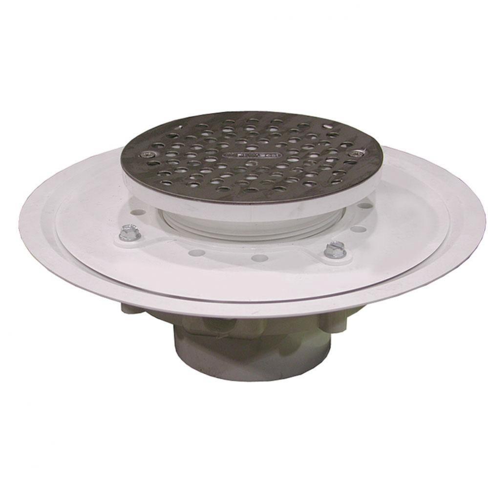 3'' Heavy Duty PVC Drain Base with 4'' Plastic Spud and and 6'' Stai