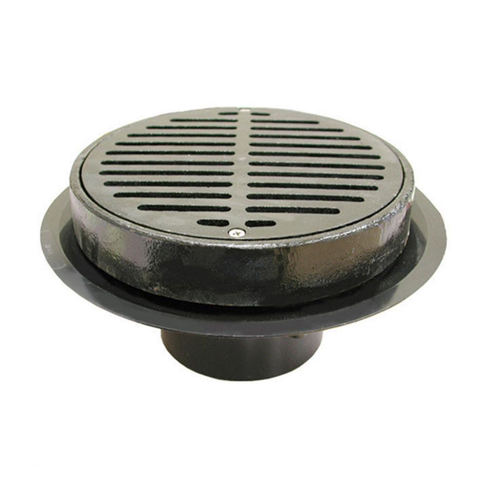 4'' Heavy Duty Traffic ABS Floor Drain with Full Cast Iron Grate and Ring and Cast Iron