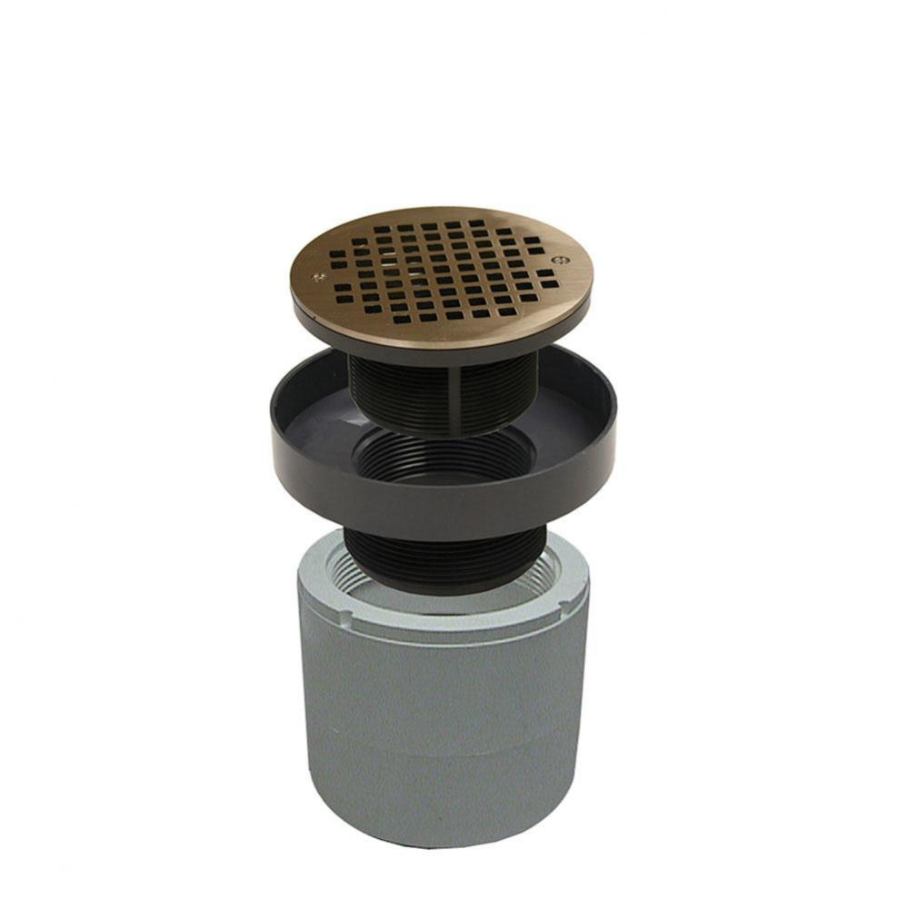 3'' PVC Heavy Duty Drain Base with 3-1/2'' Plastic Spud and 6'' Nick