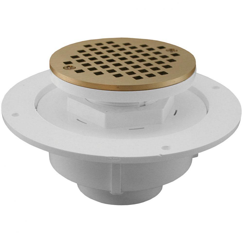 2'' PVC Shower Drain/Floor Drain with Plastic Tailpiece and 4'' Nickel Bronze