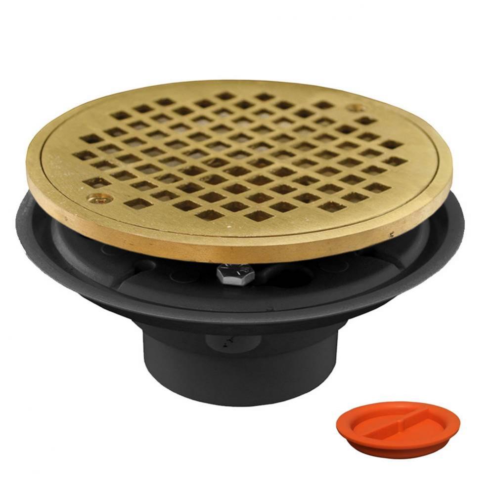 2'' x 3'' PVC Shower Drain/Floor Drain with Brass Tailpiece and 6''