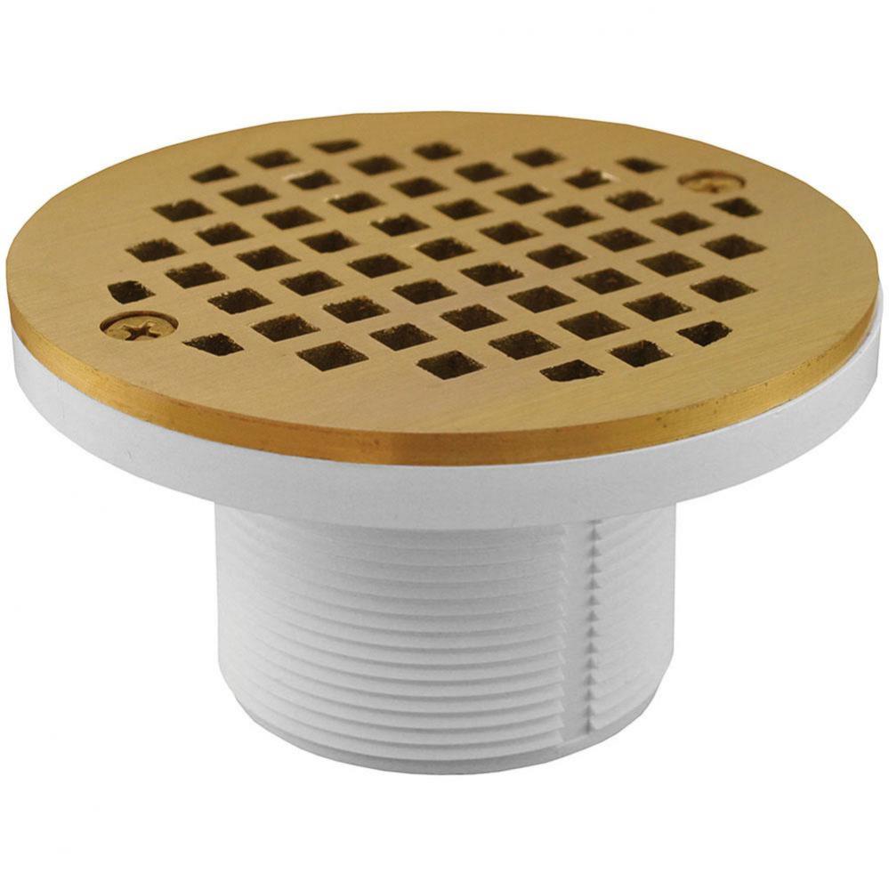 2'' PVC IPS Plastic Spud with 4'' Polished Brass Round Cast Strainer
