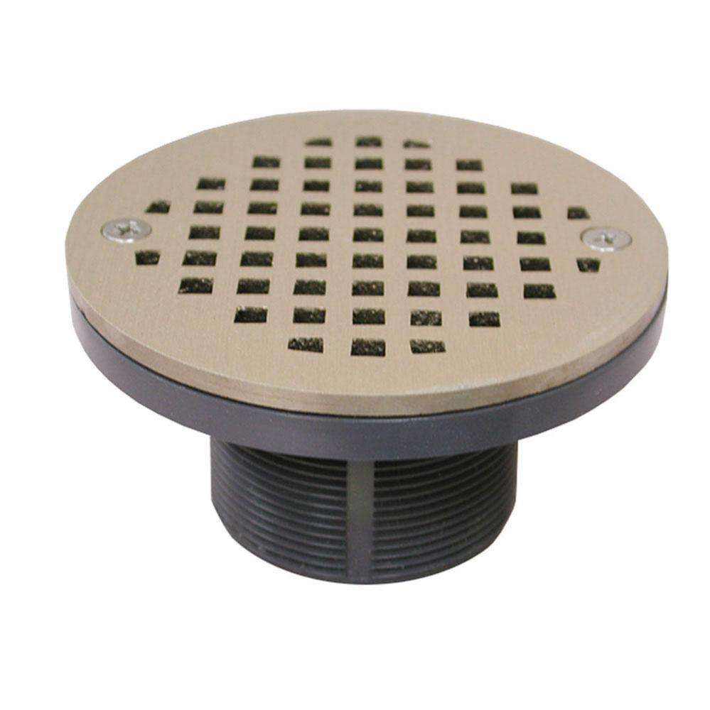 2'' PVC IPS Plastic Spud with 4'' Nickel Bronze Round Strainer