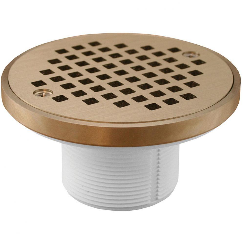 2'' PVC IPS Plastic Spud with 4'' Nickel Bronze Round Strainer with Ring