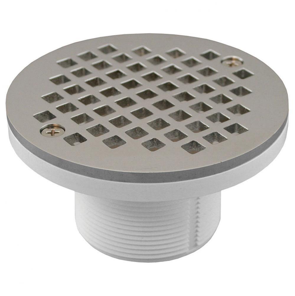 2'' PVC IPS Plastic Spud with 4'' Chrome Plated Round Strainer