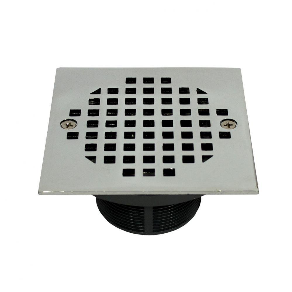 2'' PVC IPS Plastic Spud with 4'' Chrome Plated Square Strainer