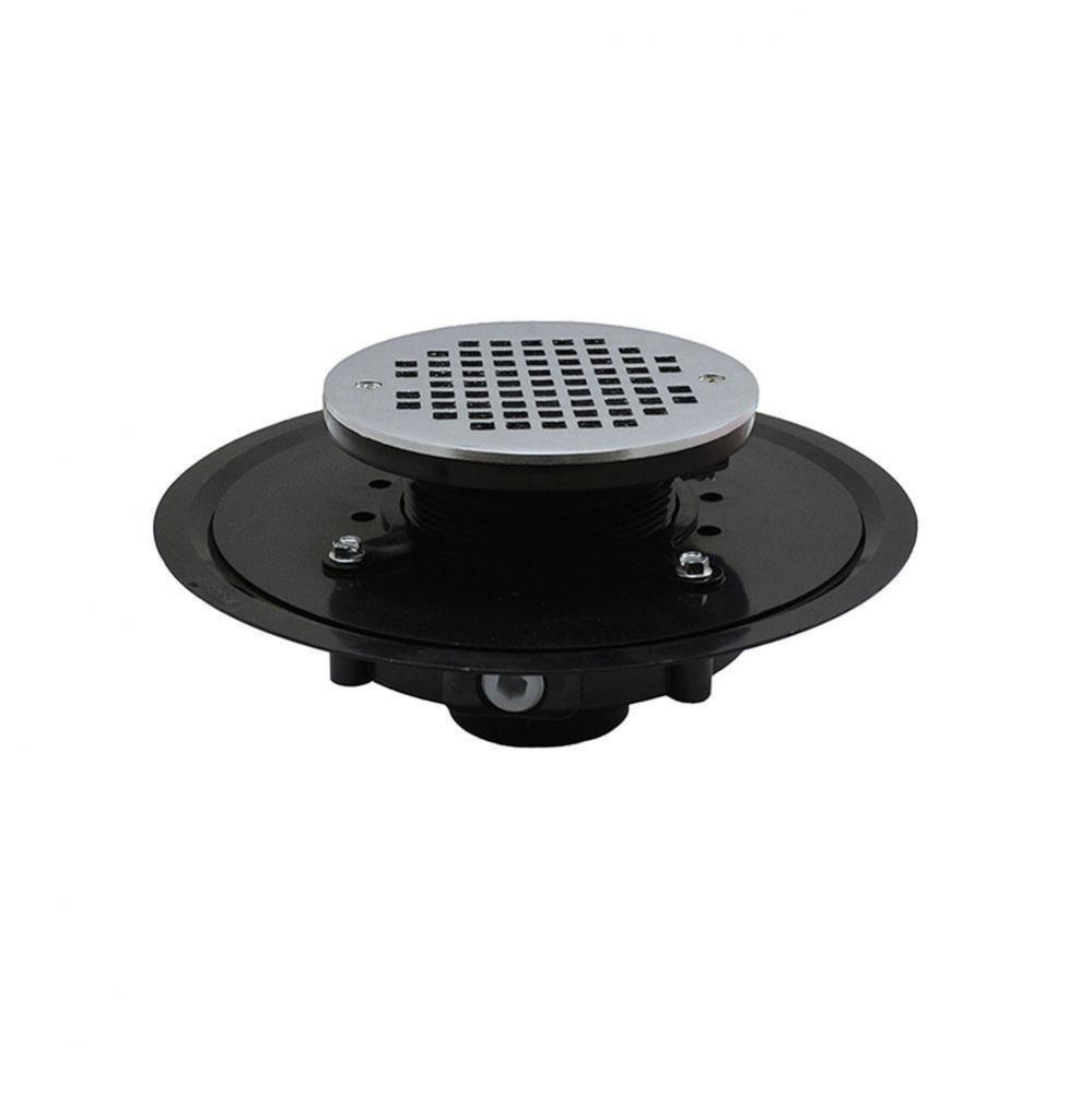 2'' Heavy Duty ABS Drain Base with 3-1/2'' Plastic Spud and 6'' Chro