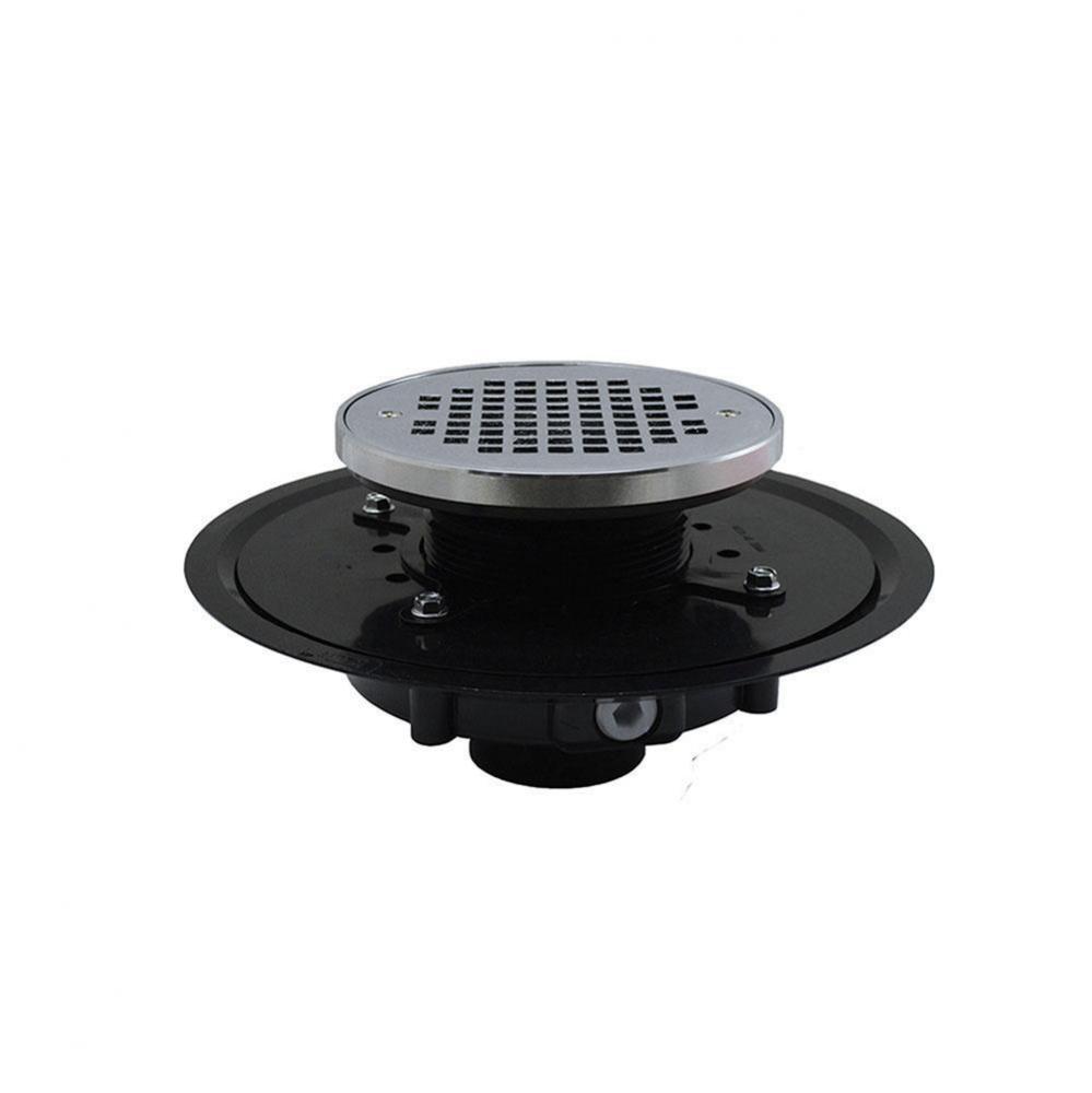 2'' Heavy Duty ABS Drain Base with 3-1/2'' Plastic Spud and 6'' Chro