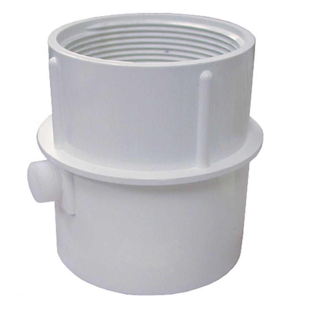 3'' x 4'' PVC Pipe Fit Drain Base with Primer Tap, for 3'' Spud