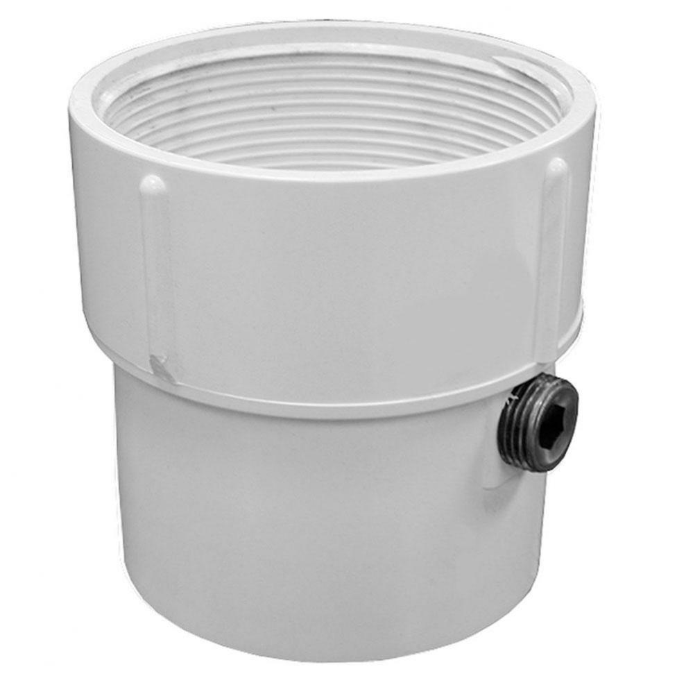 3'' x 4'' PVC Pipe Fit Drain Base with Primer Tap, for 3-1/2'' Spud