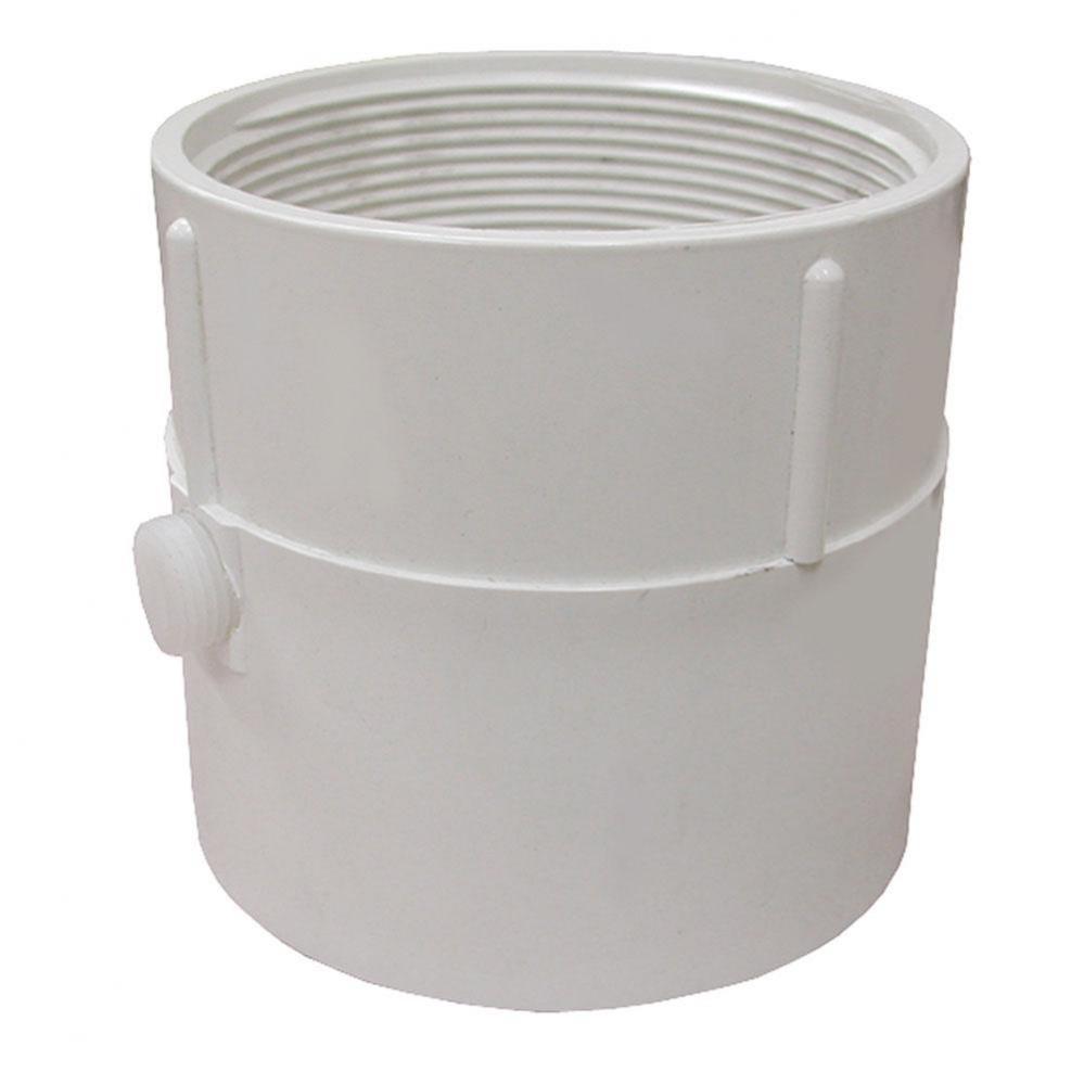 4'' PVC Pipe Fit Drain Base with Primer Tap, for 4'' Spud