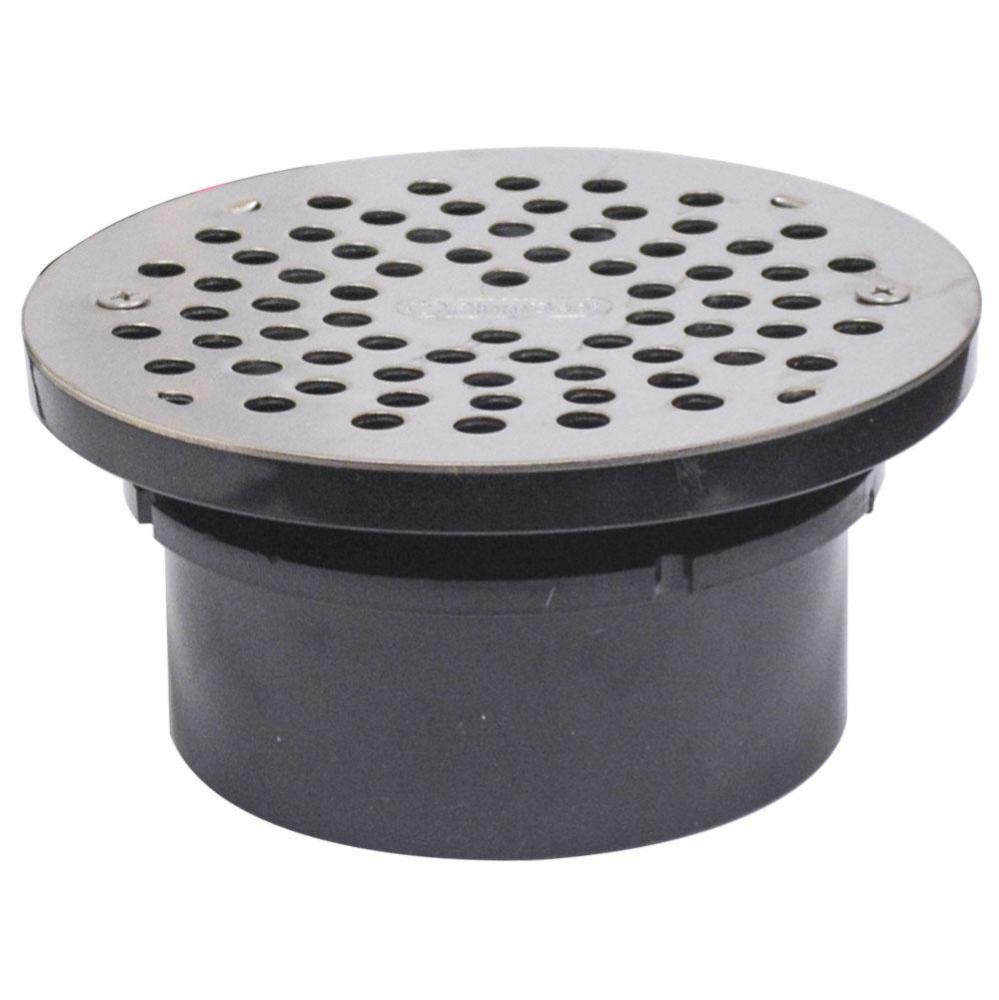 4'' ABS Hub Fit Drain Base with 3-1/2'' Plastic Spud and 6'' Stainle