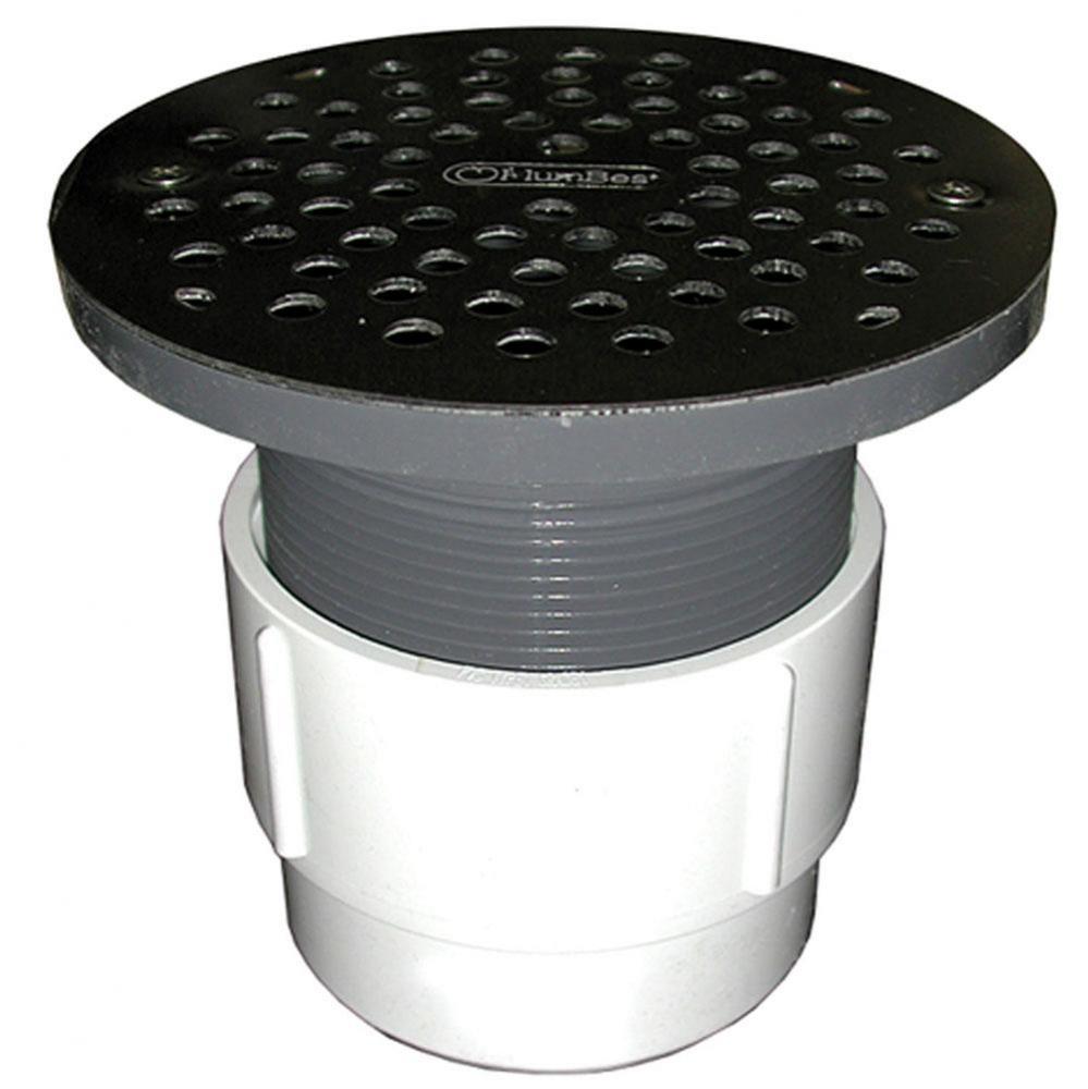 3'' x 4'' PVC Pipe Fit Drain Base with 3-1/2'' Plastic Spud and 6&ap