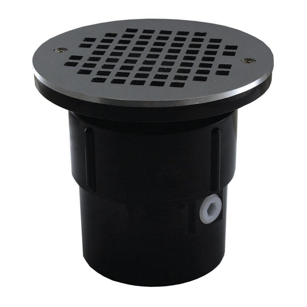 3'' x 4'' ABS Pipe Fit Drain Base with 3-1/2'' Plastic Spud and 6&ap