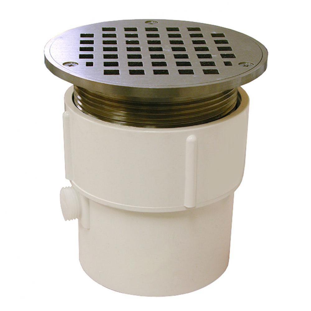 3'' x 4'' PVC Pipe Fit Drain Base with 3-1/2'' Metal Spud and 5&apos