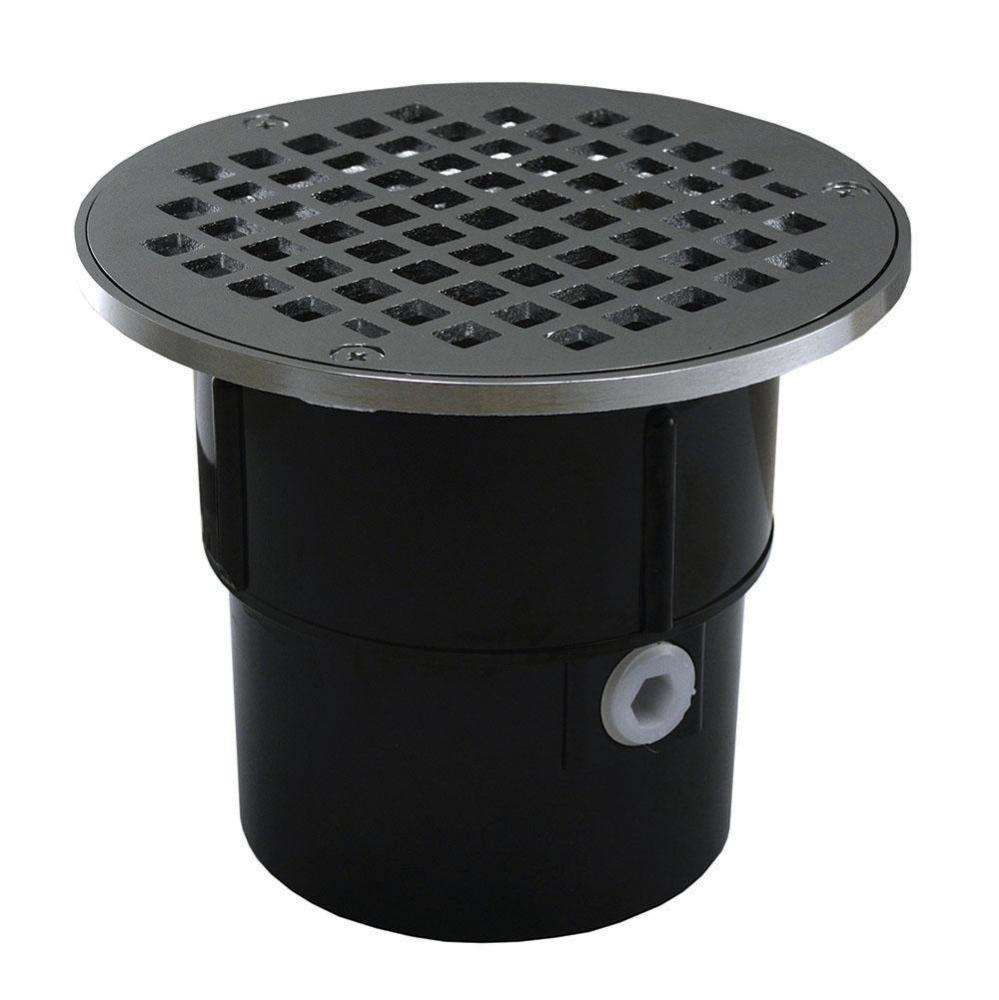 3'' x 4'' ABS Pipe Fit Drain Base with 3-1/2'' Metal Spud and 6&apos