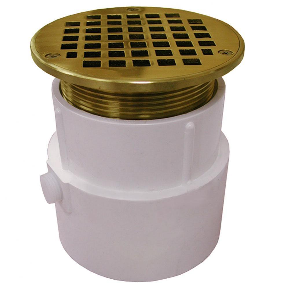 4'' PVC Over Pipe Fit Drain Base with 3-1/2'' Metal Spud and 5'' Pol