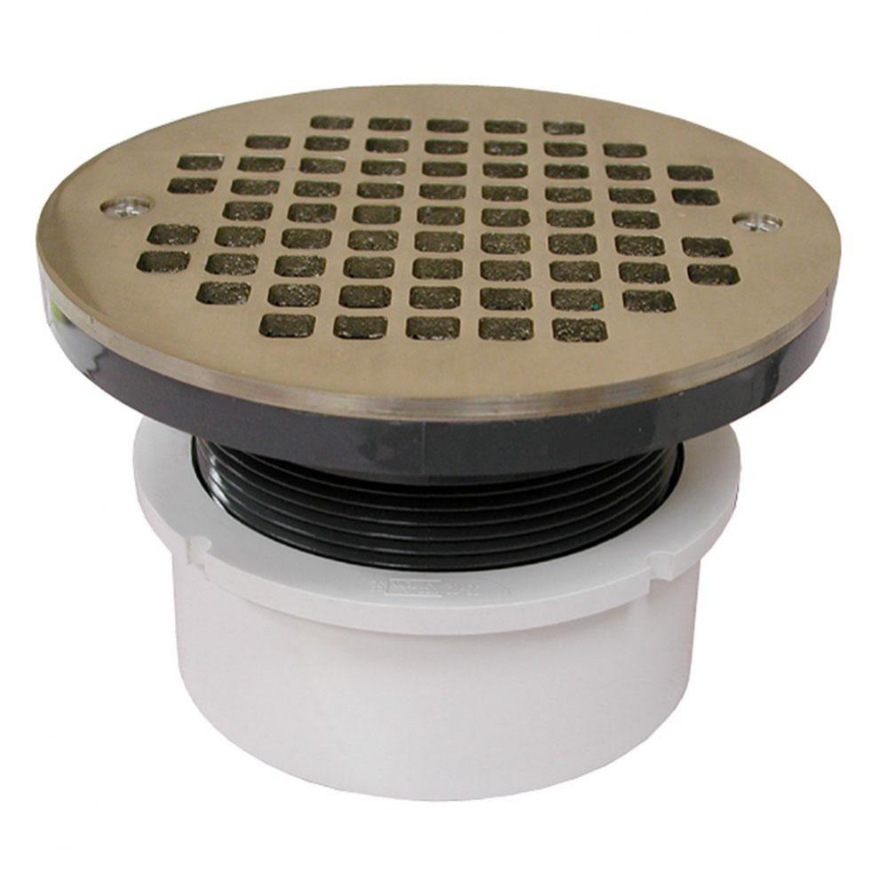 4'' PVC Hub Fit Drain Base with 3-1/2'' Plastic Spud and 5'' Nickel