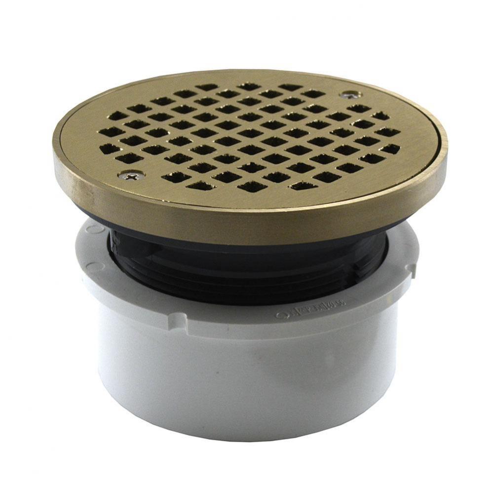 4'' PVC Hub Fit Drain Base with 3-1/2'' Plastic Spud and 6'' Nickel