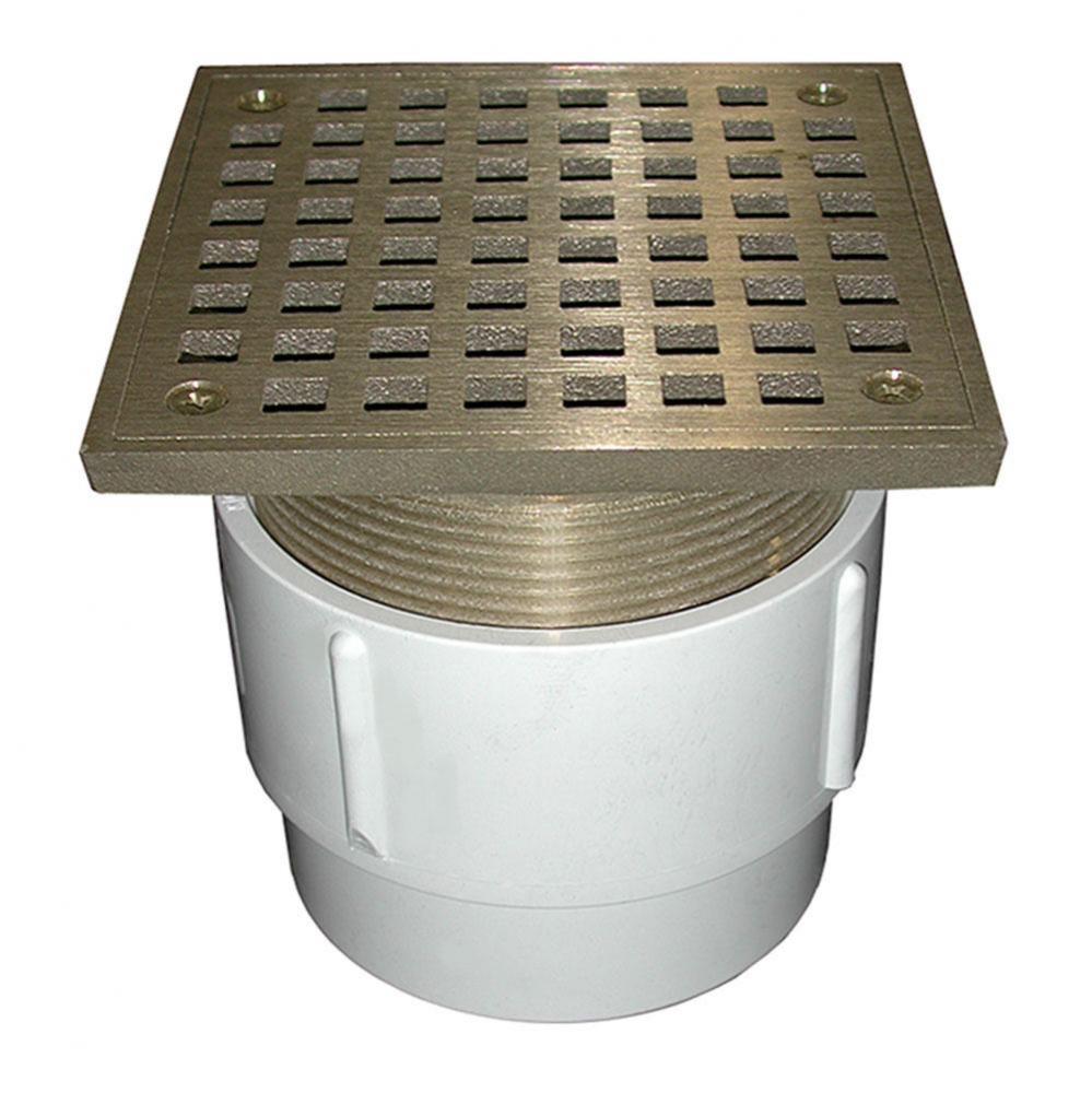3'' x 4'' PVC Pipe Fit Drain Base with 3-1/2'' Metal Spud and 6&apos